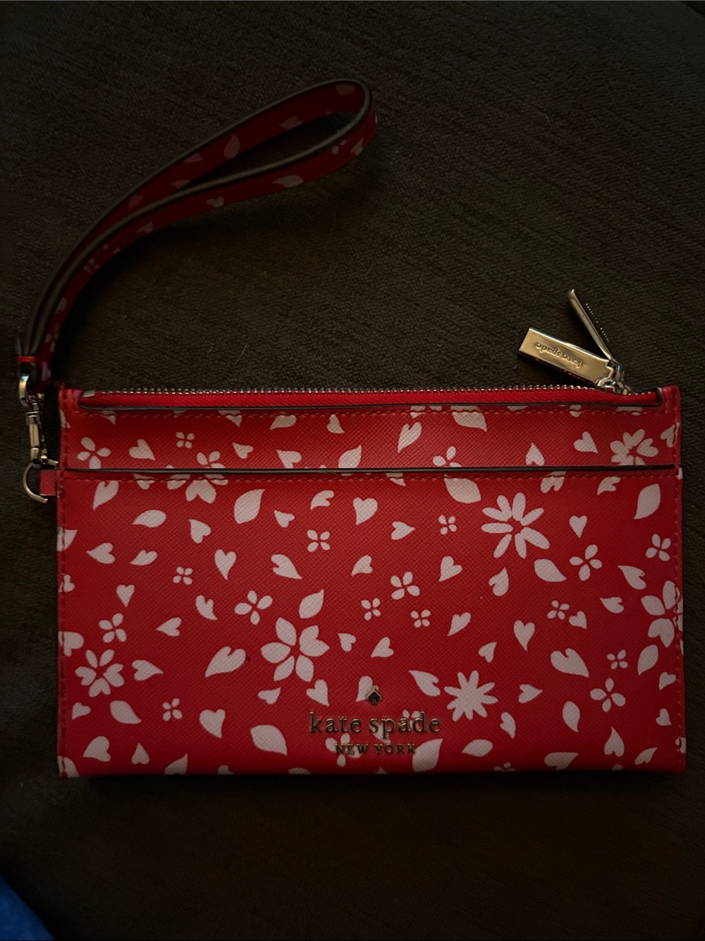 kate spade Red Floral Wristlet Clutch with Removable Strap